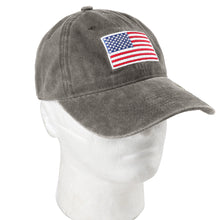 Load image into Gallery viewer, USA Flag Embroidered Baseball Cap - Gray