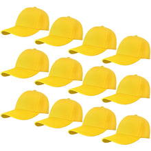Load image into Gallery viewer, 12-Pack Baseball Dad Cap Velcro Strap Adjustable Size - Yellow