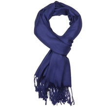 Load image into Gallery viewer, Women's Soft Solid Color Pashmina Shawl Wrap Scarf - Navy