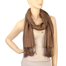 Load image into Gallery viewer, Women's Soft Solid Color Pashmina Shawl Wrap Scarf - Light Brown