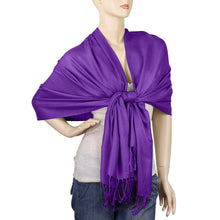Load image into Gallery viewer, Women's Soft Solid Color Pashmina Shawl Wrap Scarf - Violet Purple