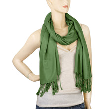 Load image into Gallery viewer, Women's Soft Solid Color Pashmina Shawl Wrap Scarf - Olive