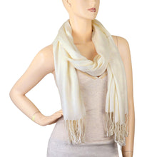 Load image into Gallery viewer, Women's Soft Solid Color Pashmina Shawl Wrap Scarf - Ivory