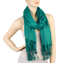 Load image into Gallery viewer, Women's Soft Solid Color Pashmina Shawl Wrap Scarf - Teal Green