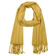 Load image into Gallery viewer, Women's Soft Solid Color Pashmina Shawl Wrap Scarf - Mustard Golden