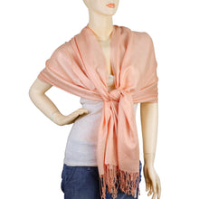 Load image into Gallery viewer, Women's Soft Solid Color Pashmina Shawl Wrap Scarf - Peach