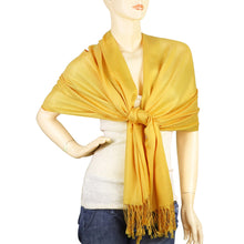 Load image into Gallery viewer, Women's Soft Solid Color Pashmina Shawl Wrap Scarf - Gold