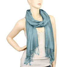 Load image into Gallery viewer, Women's Soft Solid Color Pashmina Shawl Wrap Scarf - Steelblue