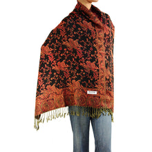 Load image into Gallery viewer, Women's Paisley Pashmina Scarf - Black Rust