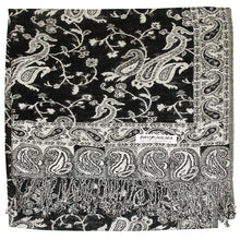 Load image into Gallery viewer, Women's Paisley Pashmina Scarf - Black Grey White