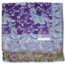Load image into Gallery viewer, Women's Paisley Pashmina Scarf - Dark Purple Turquoise