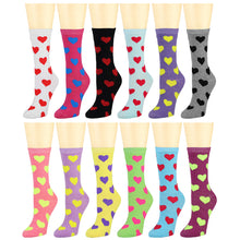 Load image into Gallery viewer, 12-Pack Women's Crew Socks Hearts