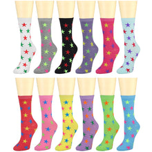 Load image into Gallery viewer, 12-Pack Women's Crew Socks Stars