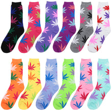 Load image into Gallery viewer, 12-Pack Women's Crew Socks Leaves