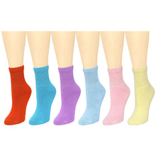 Load image into Gallery viewer, Falari Women Diabetic Socks Diabetes Edema and Circulatory Loose Fitting Cotton Quarter Socks - 6 Pairs Assorted