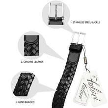 Load image into Gallery viewer, Men's Leather Braided Belt Stainless Steel Buckle 35mm